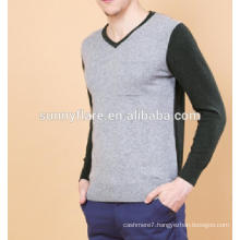 Men's Round Neck Fit Colorblock Cashmere Sweater